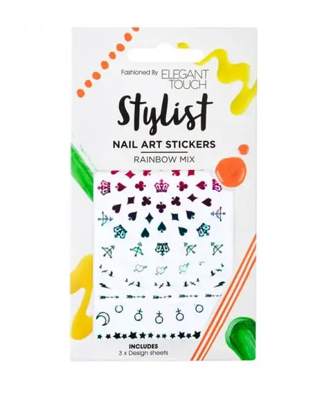 STYLIST RAINBOW MIX STICKERS ELEGANT TOUCH Uñas