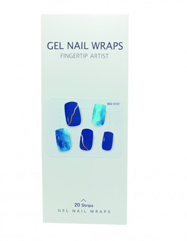 Uñas vinílicas gel mármol azul ESSENTIAL BEAUTY Maquillaje