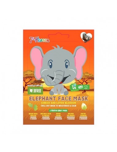 Mascarilla Facial Animal de Tela Elefante 7th Heaven Infantil