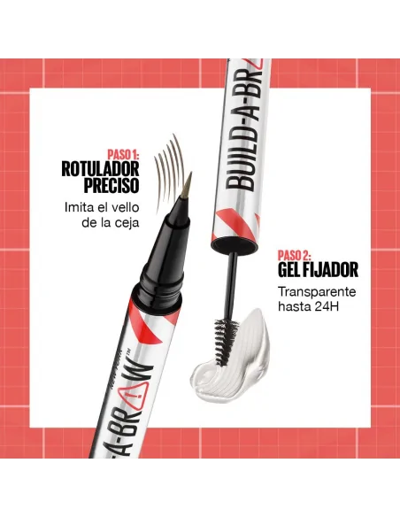 Build a brow. 2-en-1 Rotulador cejas+gel fijador MAYBELLINE Ojos