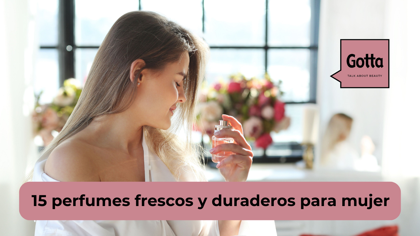 Chica con perfume en la mano portada de blog recomendando perfumes frescos